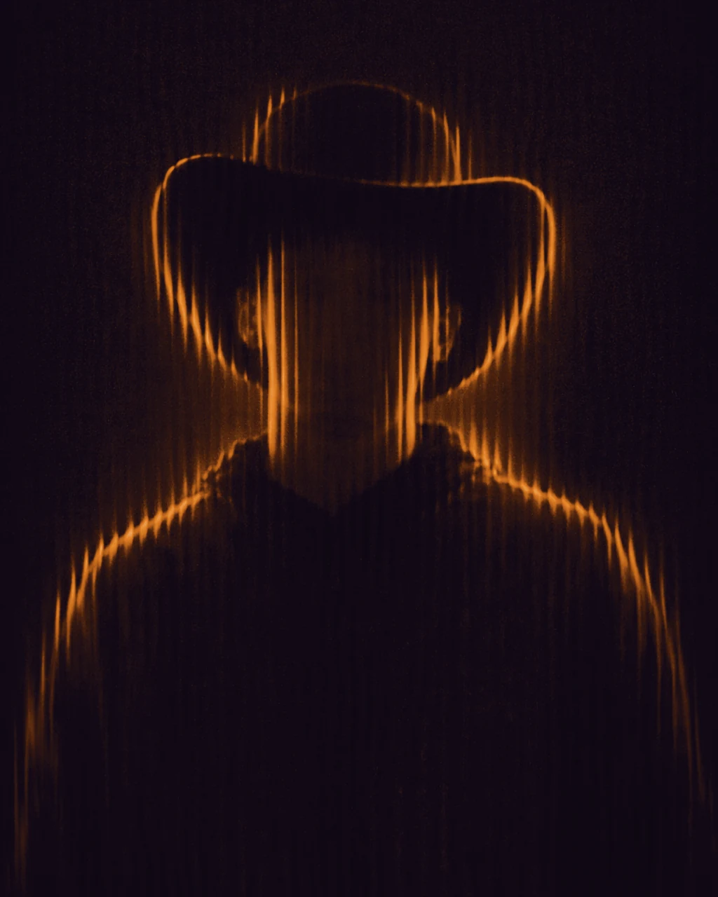 Abstract portrait of Saveliy: a glowing outline of the head and shoulders